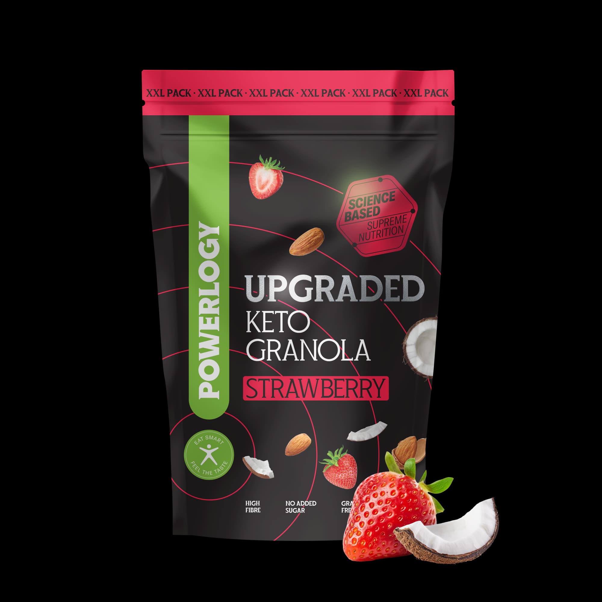 Powerlogy strawberry keto granola ingredients