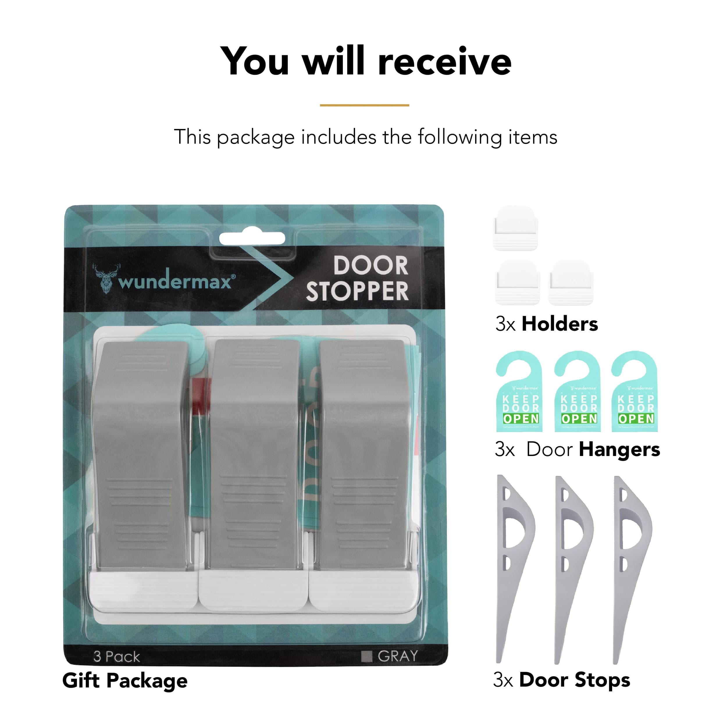 Door stopper gray 3-pack