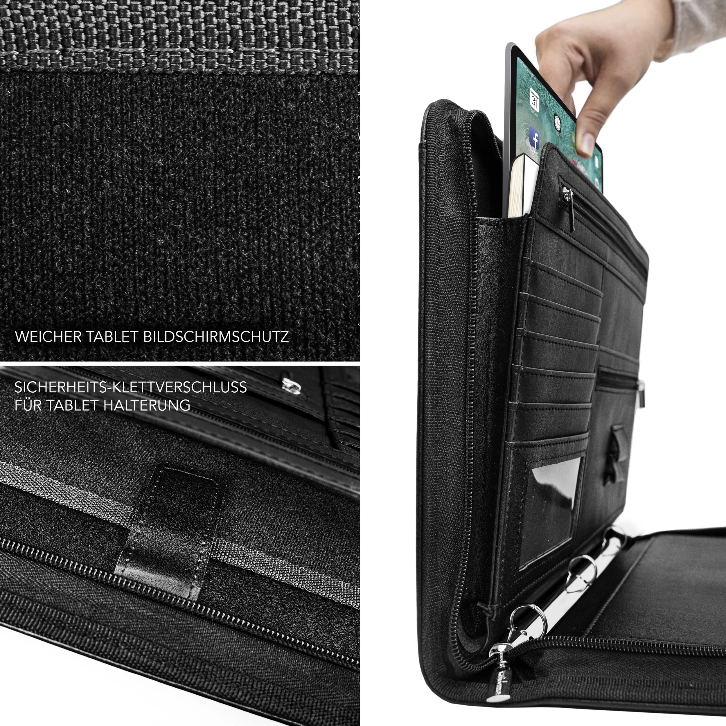 Briefcase black pocket