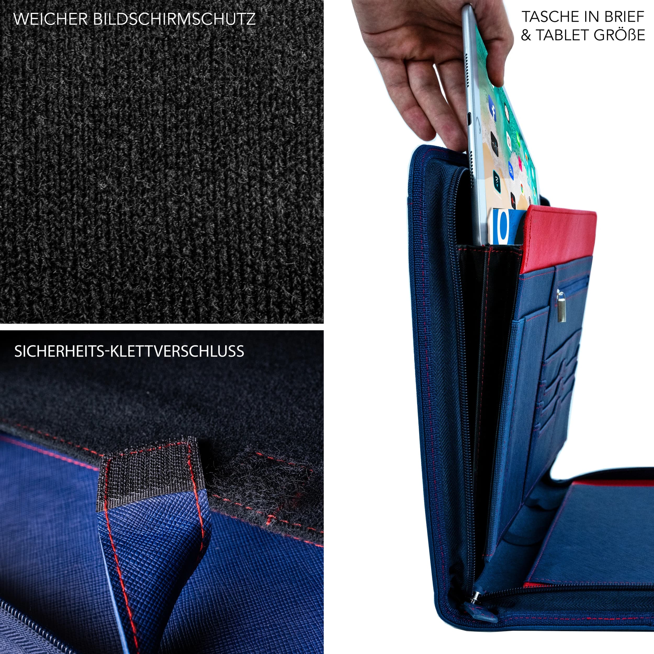 Slim blue tablet pocket